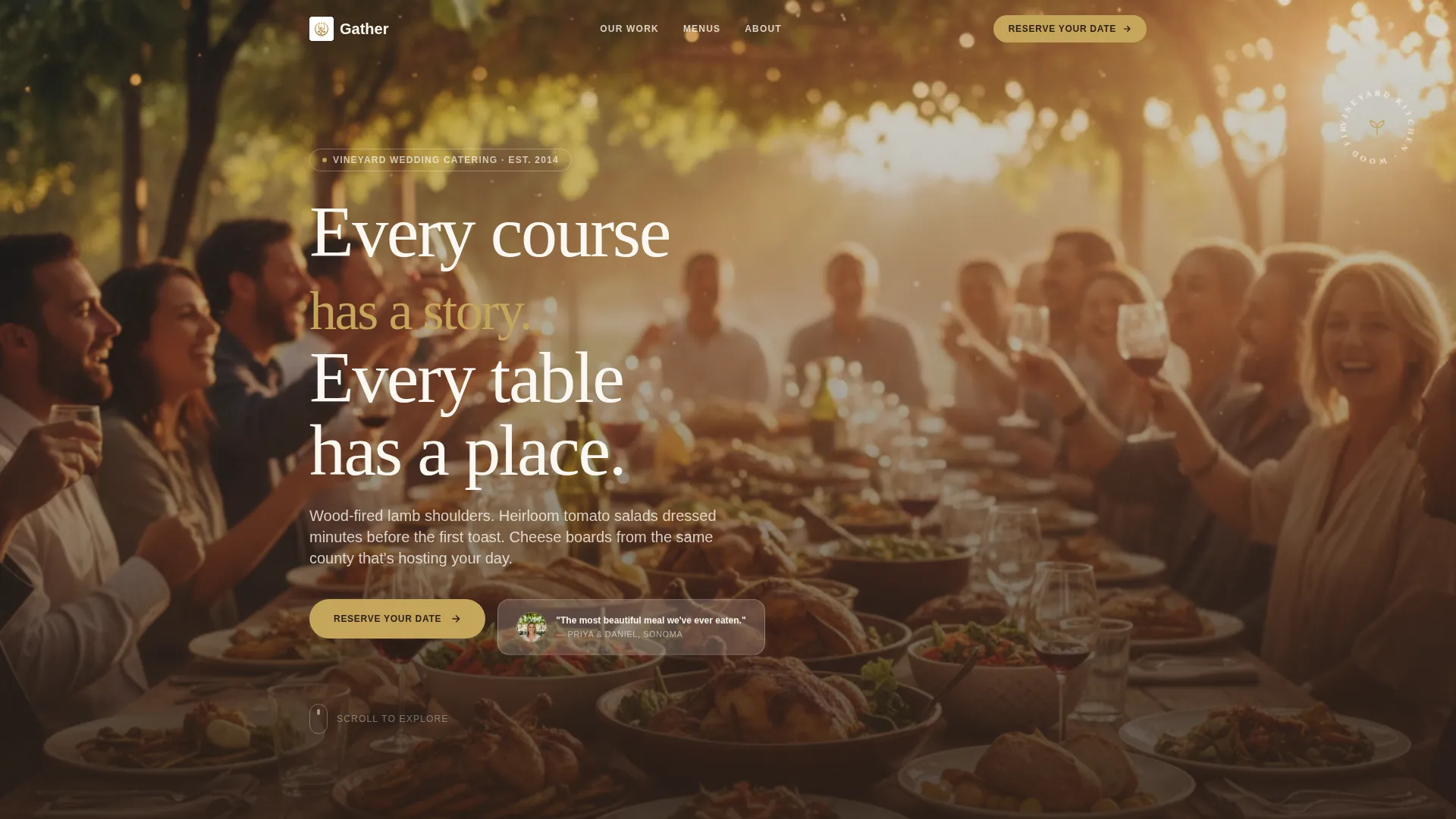 Vineyard Wedding Caterer Landing Page Template