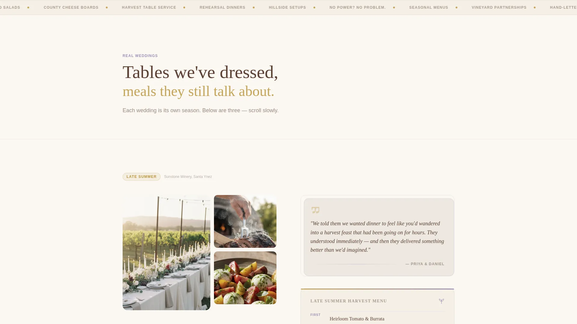 Vineyard Wedding Caterer Landing Page Template