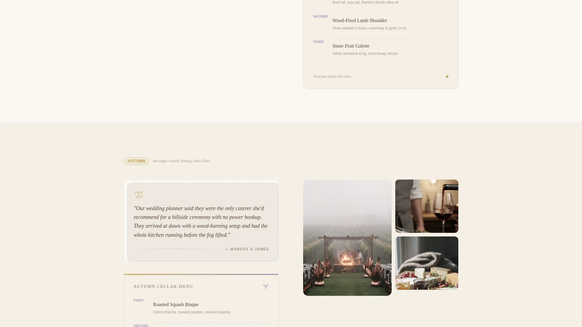 Vineyard Wedding Caterer Landing Page Template