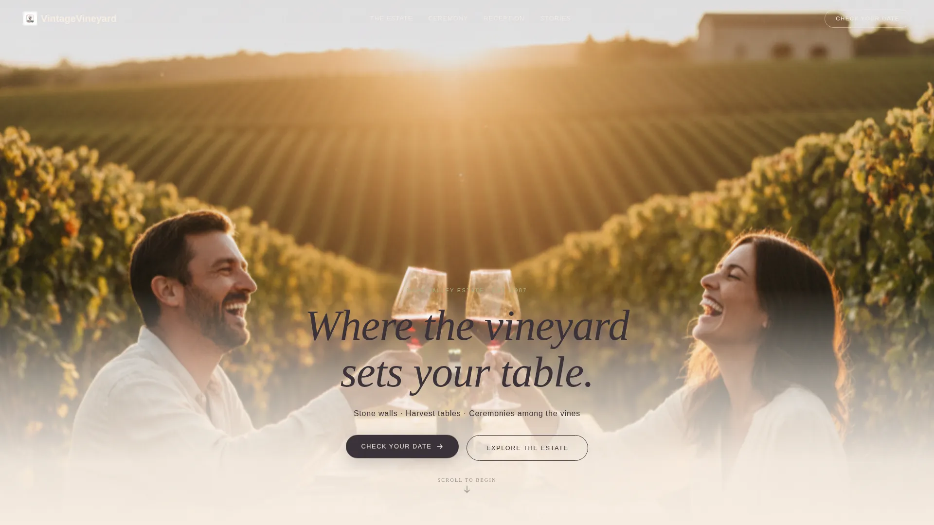 Vineyard Wedding Venue Landing Page Template
