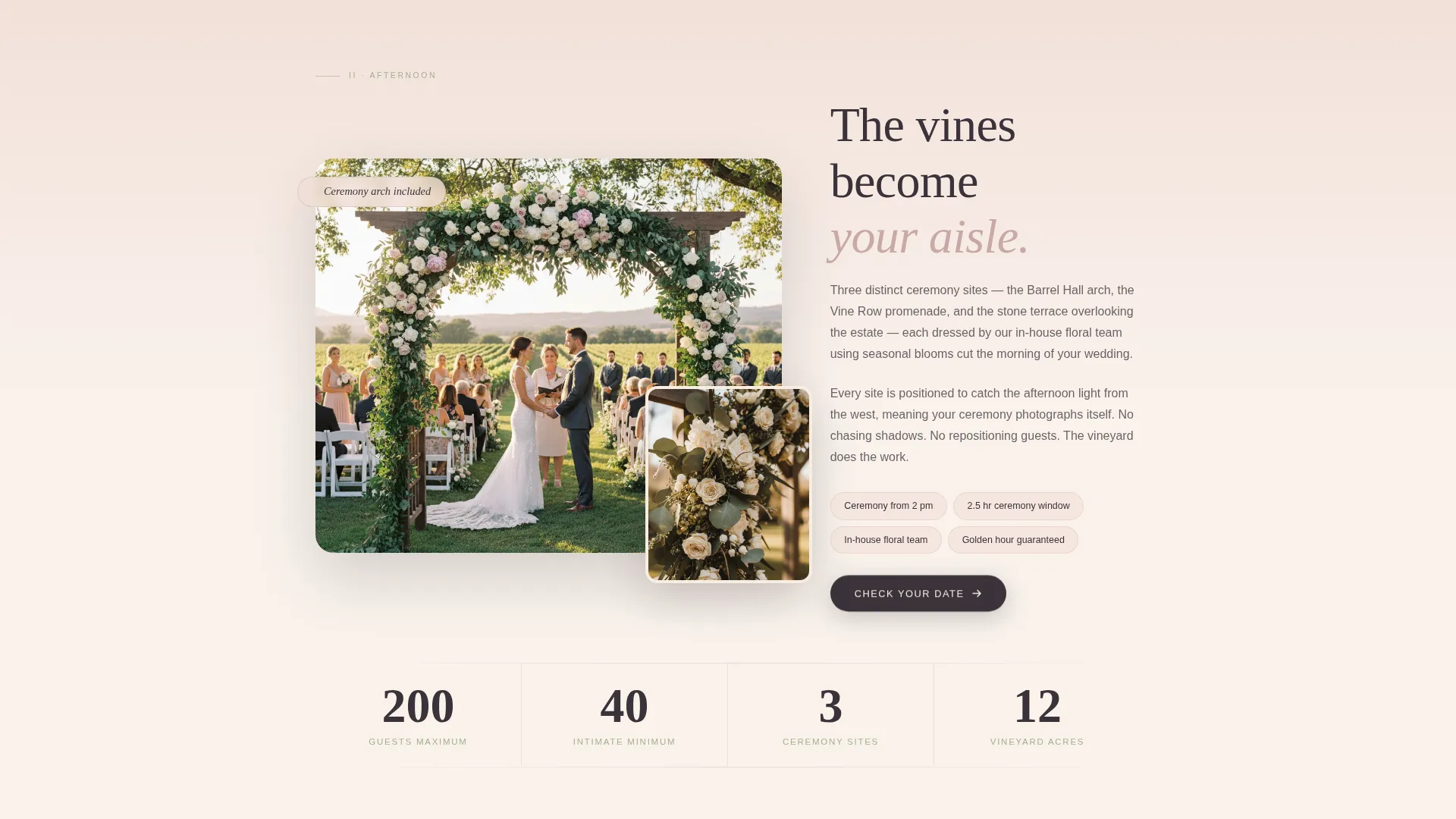 Vineyard Wedding Venue Landing Page Template