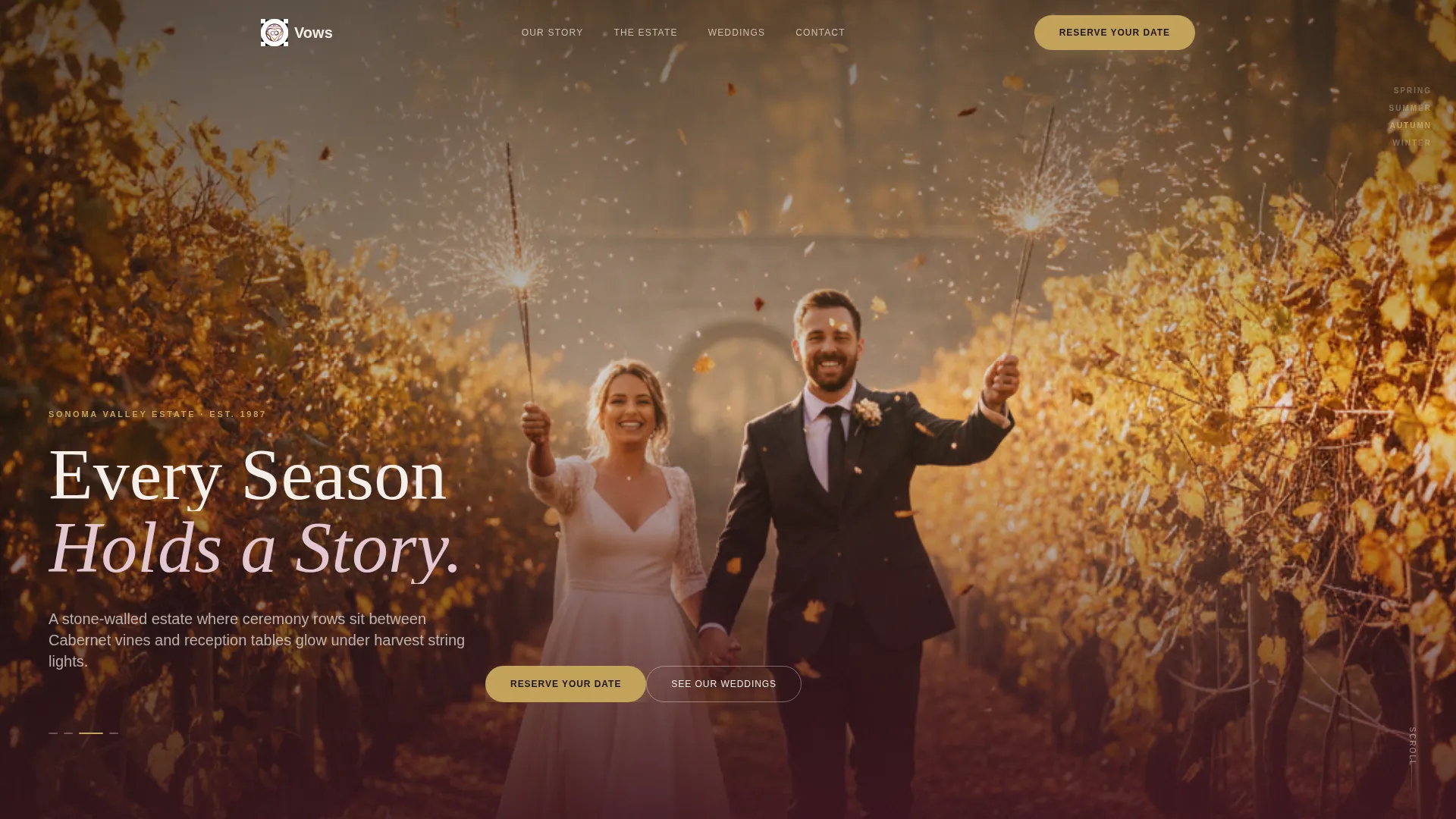 Vineyard Wedding Venue Landing Page Template