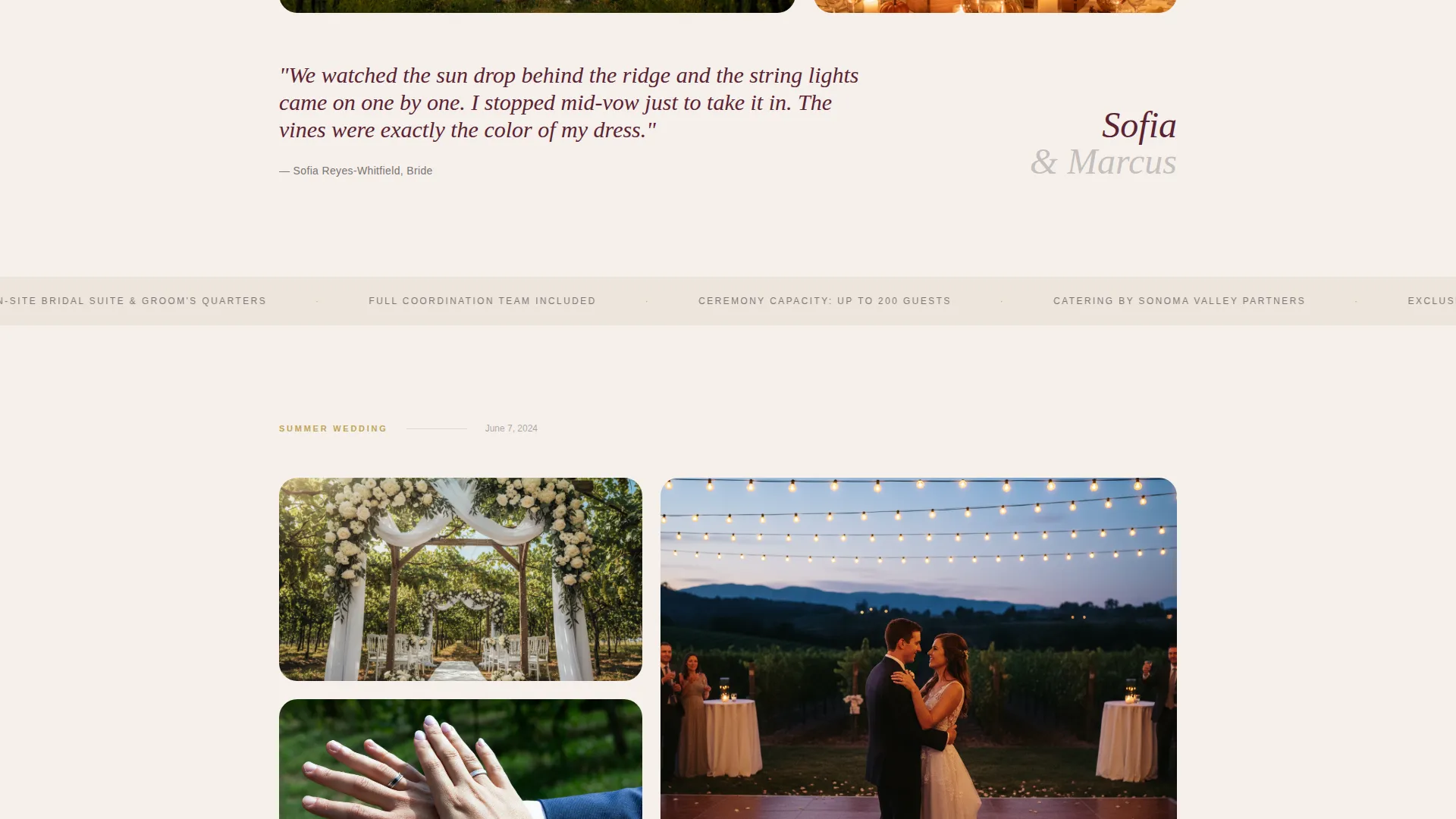 Vineyard Wedding Venue Landing Page Template