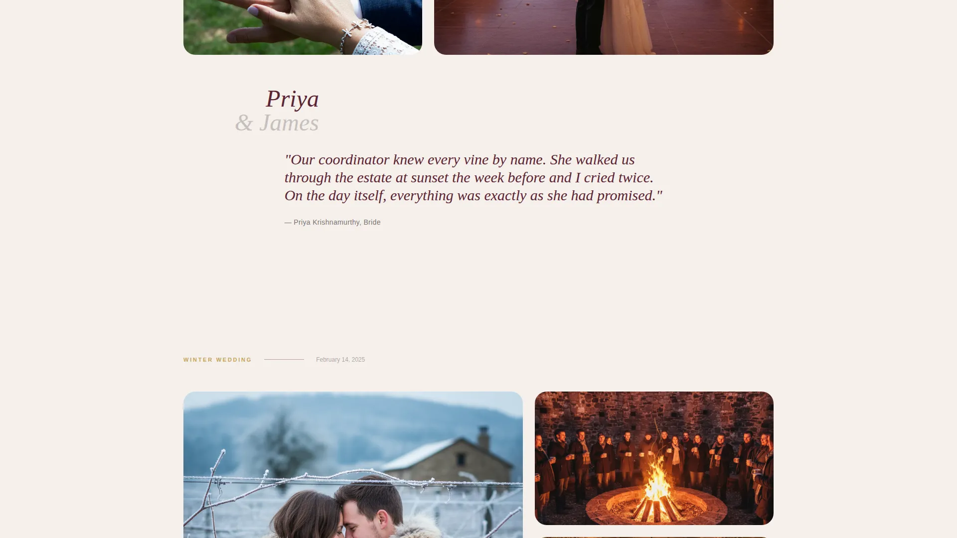 Vineyard Wedding Venue Landing Page Template