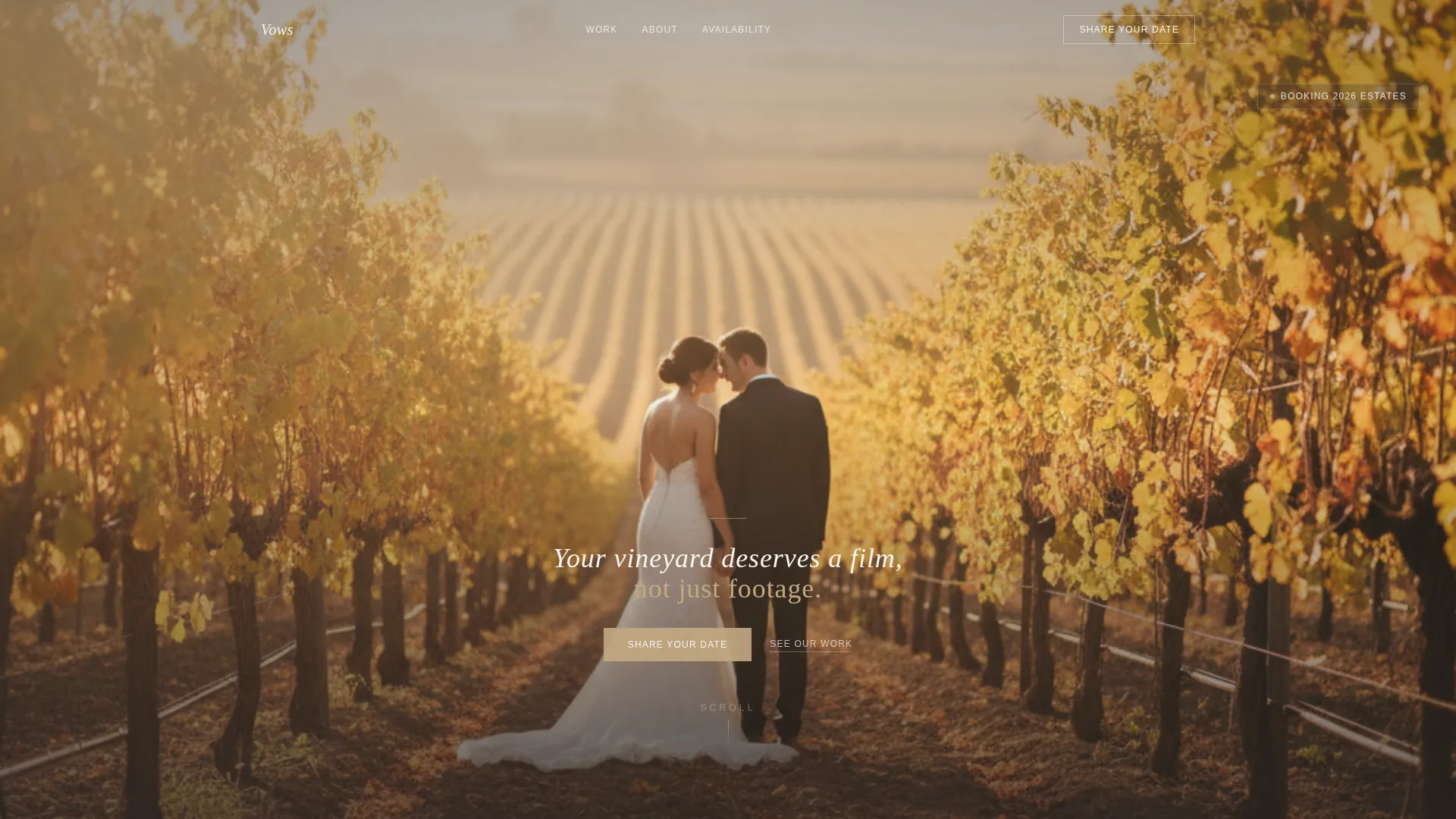 Vineyard Wedding Videographer Landing Page Template