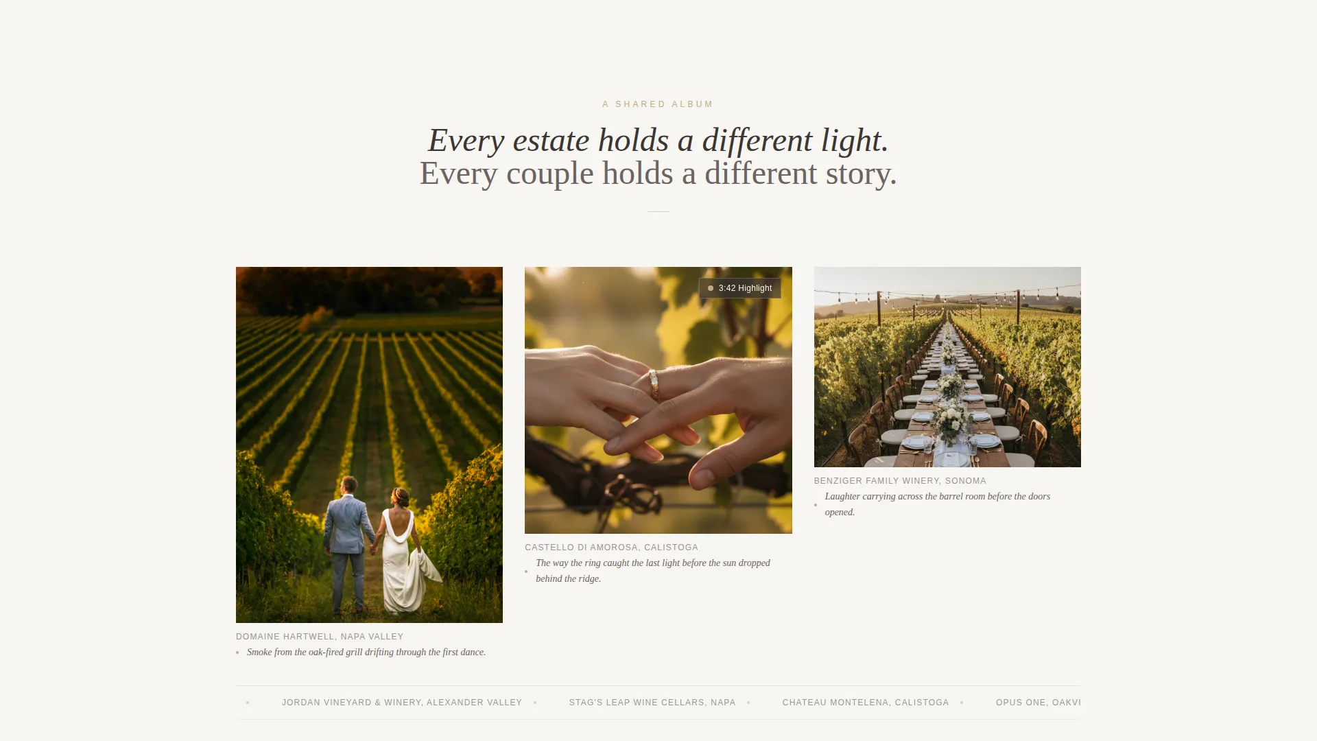 Vineyard Wedding Videographer Landing Page Template