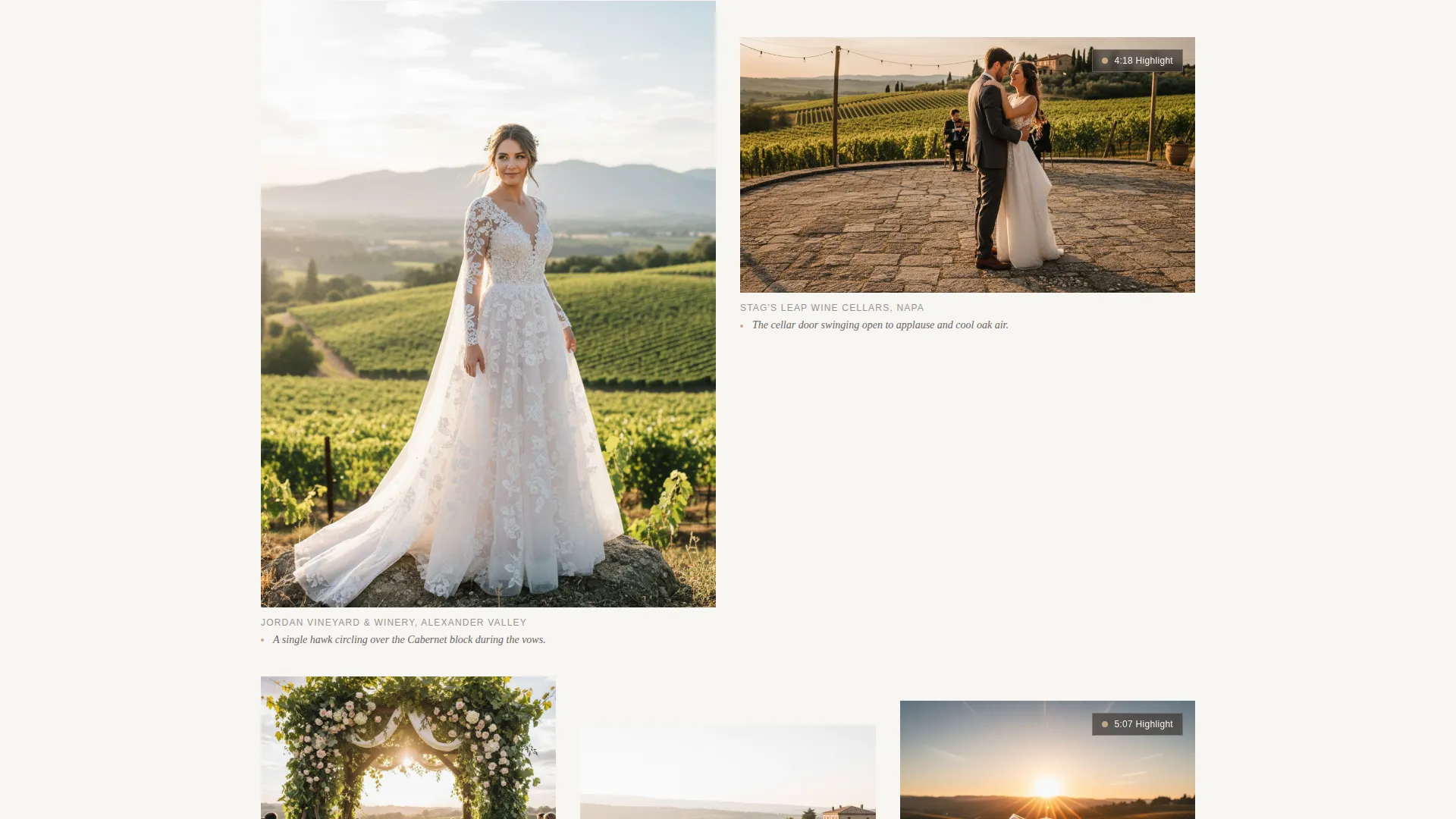 Vineyard Wedding Videographer Landing Page Template
