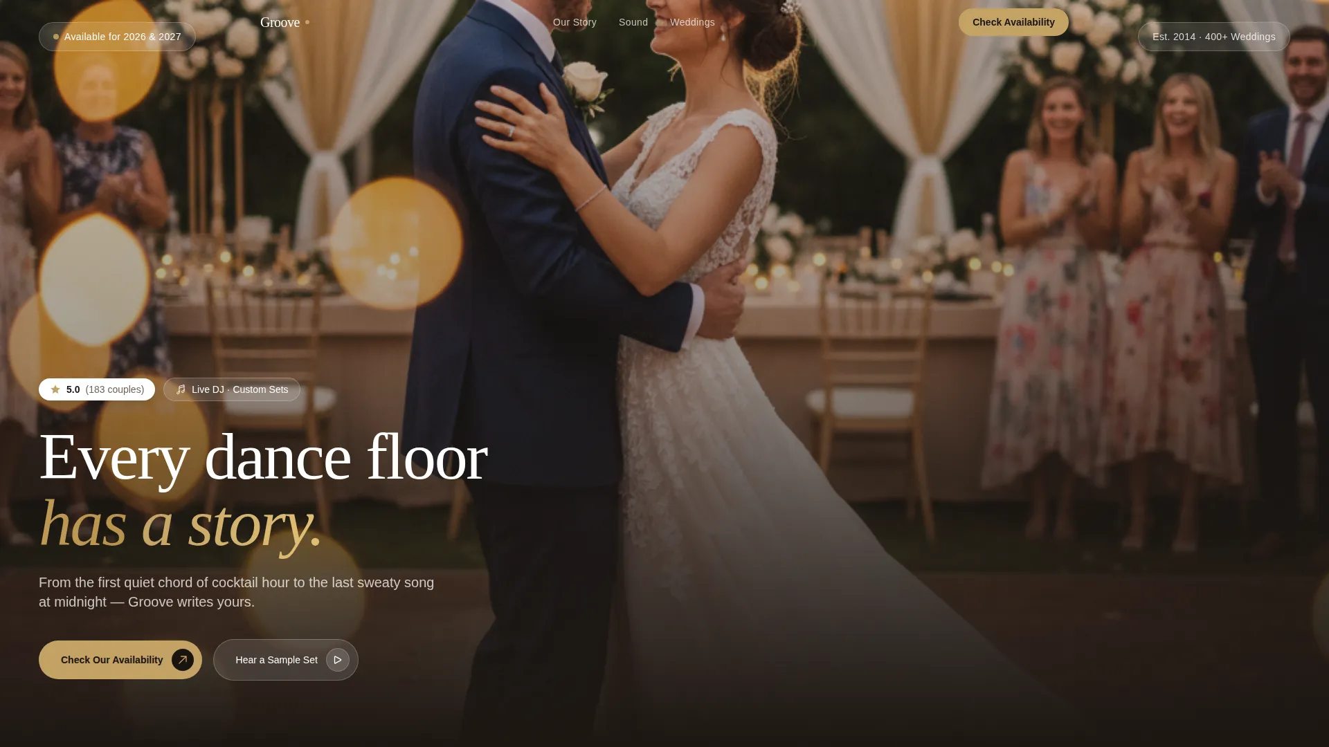 Wedding DJ Website Template with Availability Booking Form