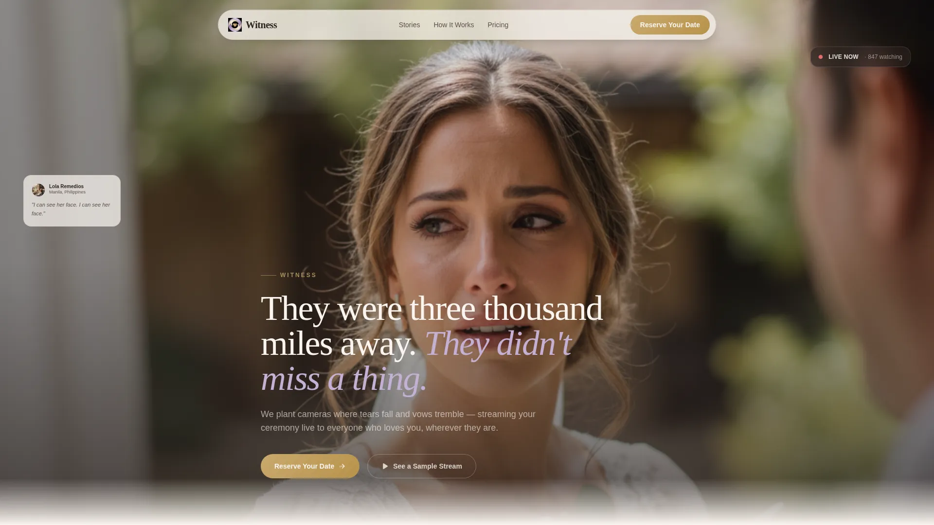 Wedding Live Streaming Landing Page Template