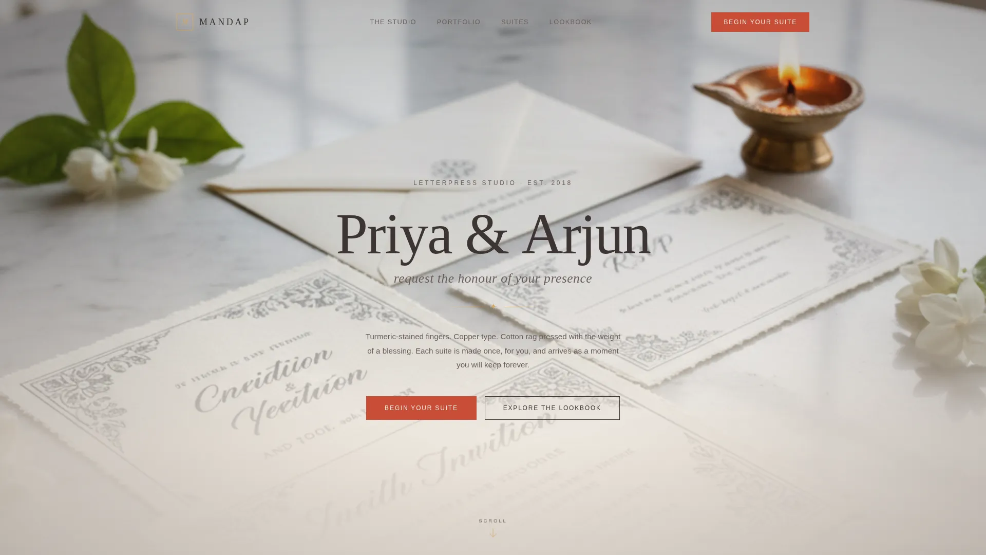 Artisan Indian Wedding Invitation Landing Page