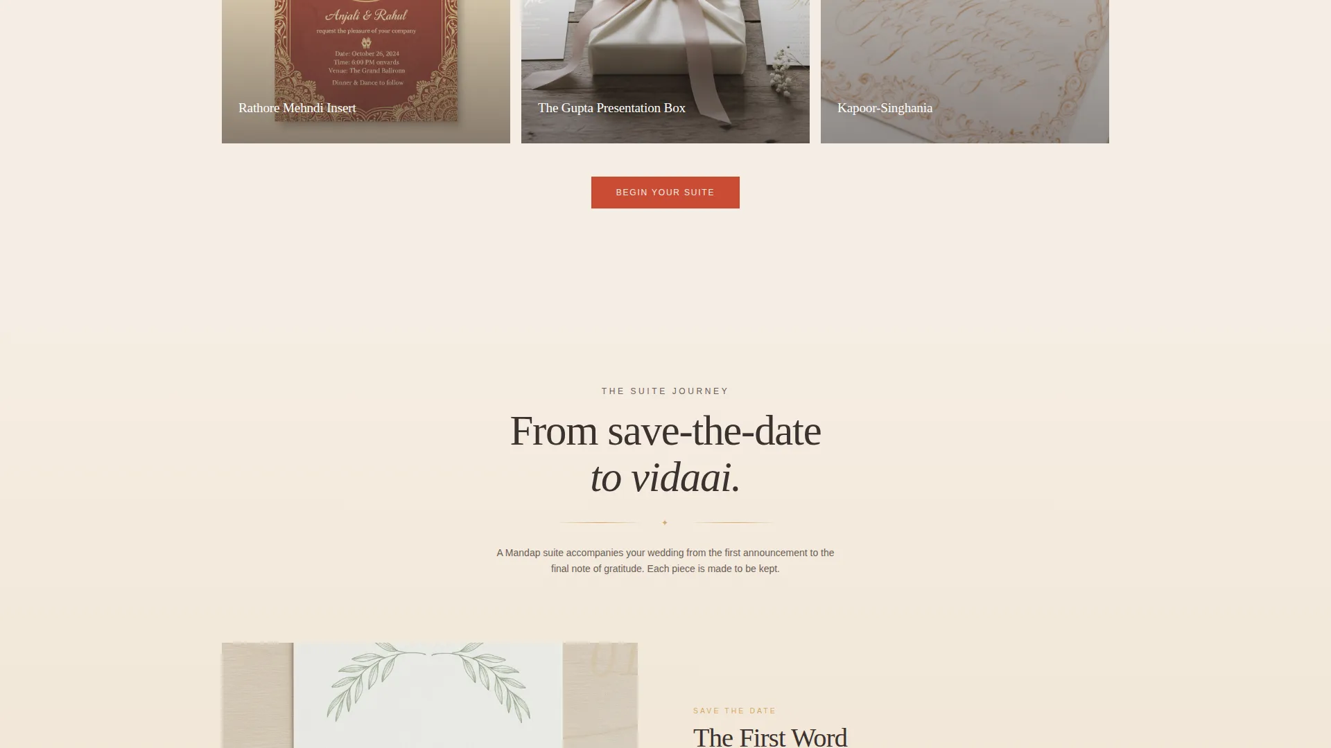 Artisan Indian Wedding Invitation Landing Page