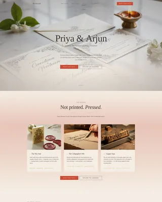 Artisan Indian Wedding Invitation Landing Page