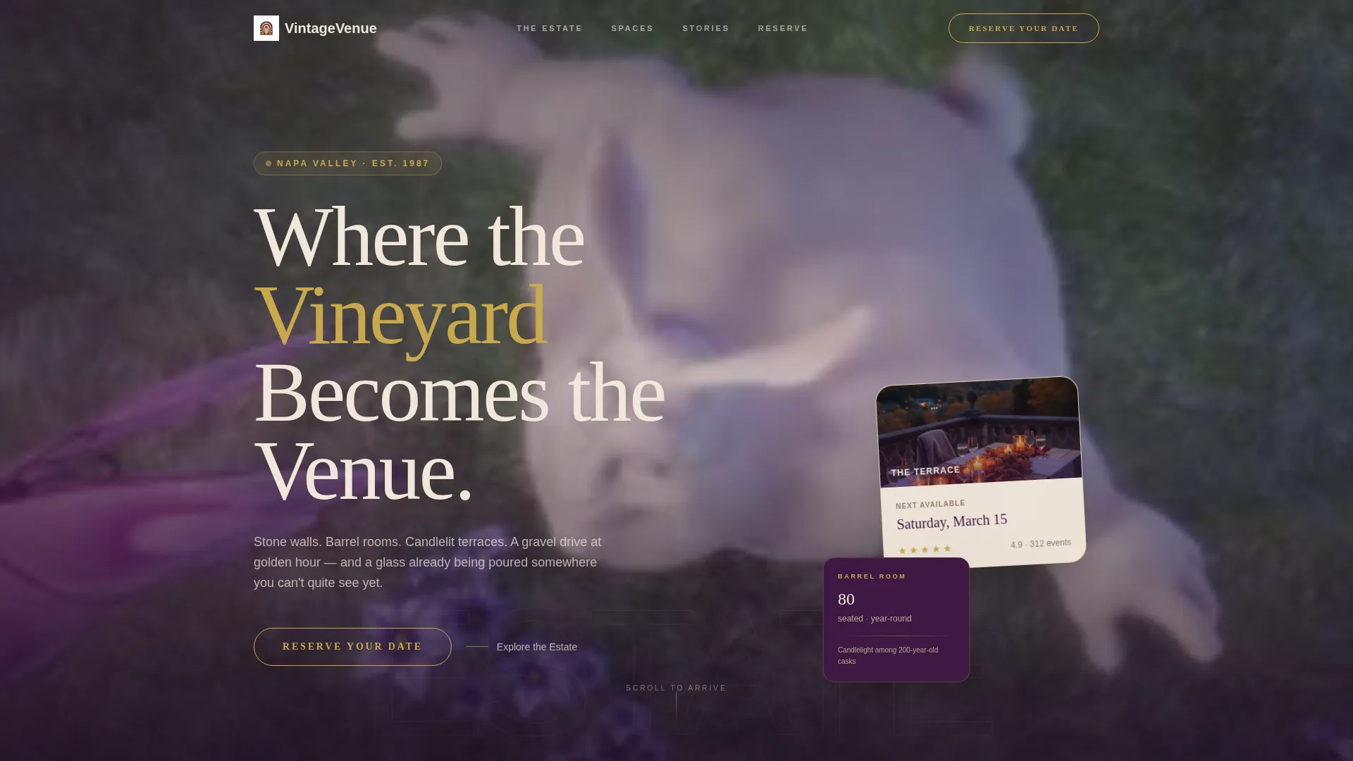 Winery Venue Landing Page Template for Events