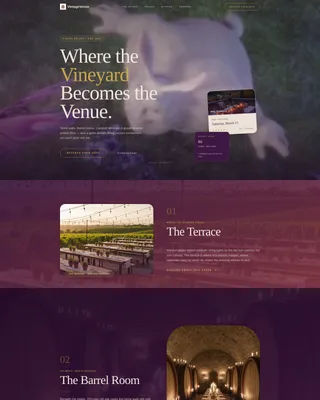 Winery Venue Landing Page Template for Events