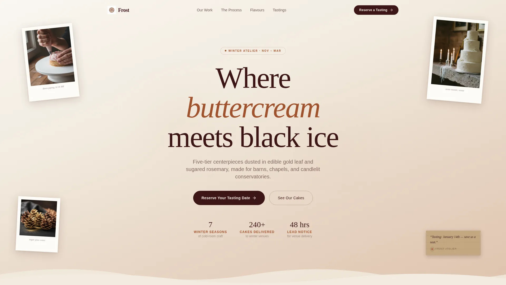 Winter Wedding Cake Baker Landing Page Template