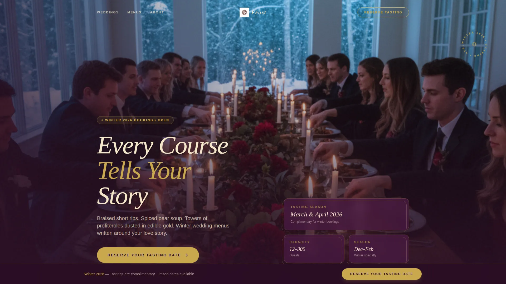 Winter Wedding Caterer Landing Page Template
