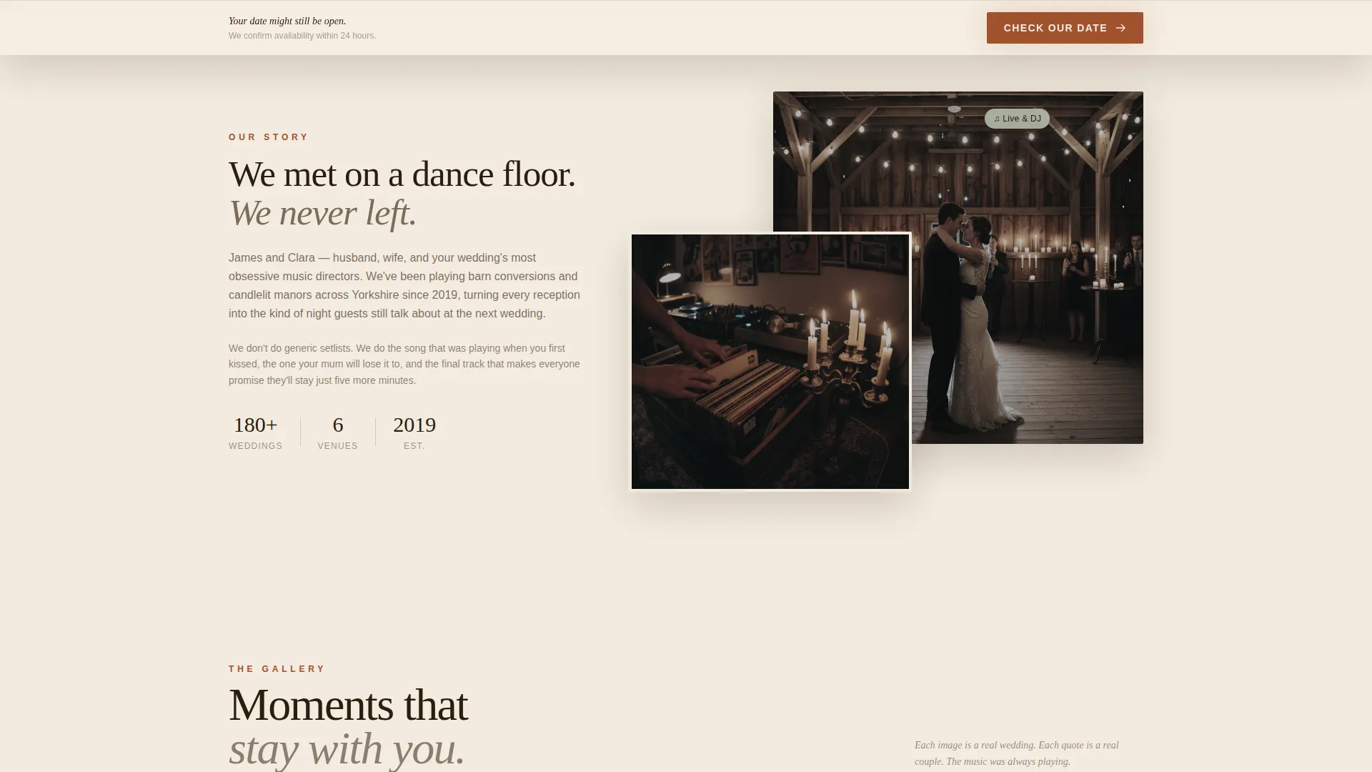 Wedding Entertainment Landing Page Template