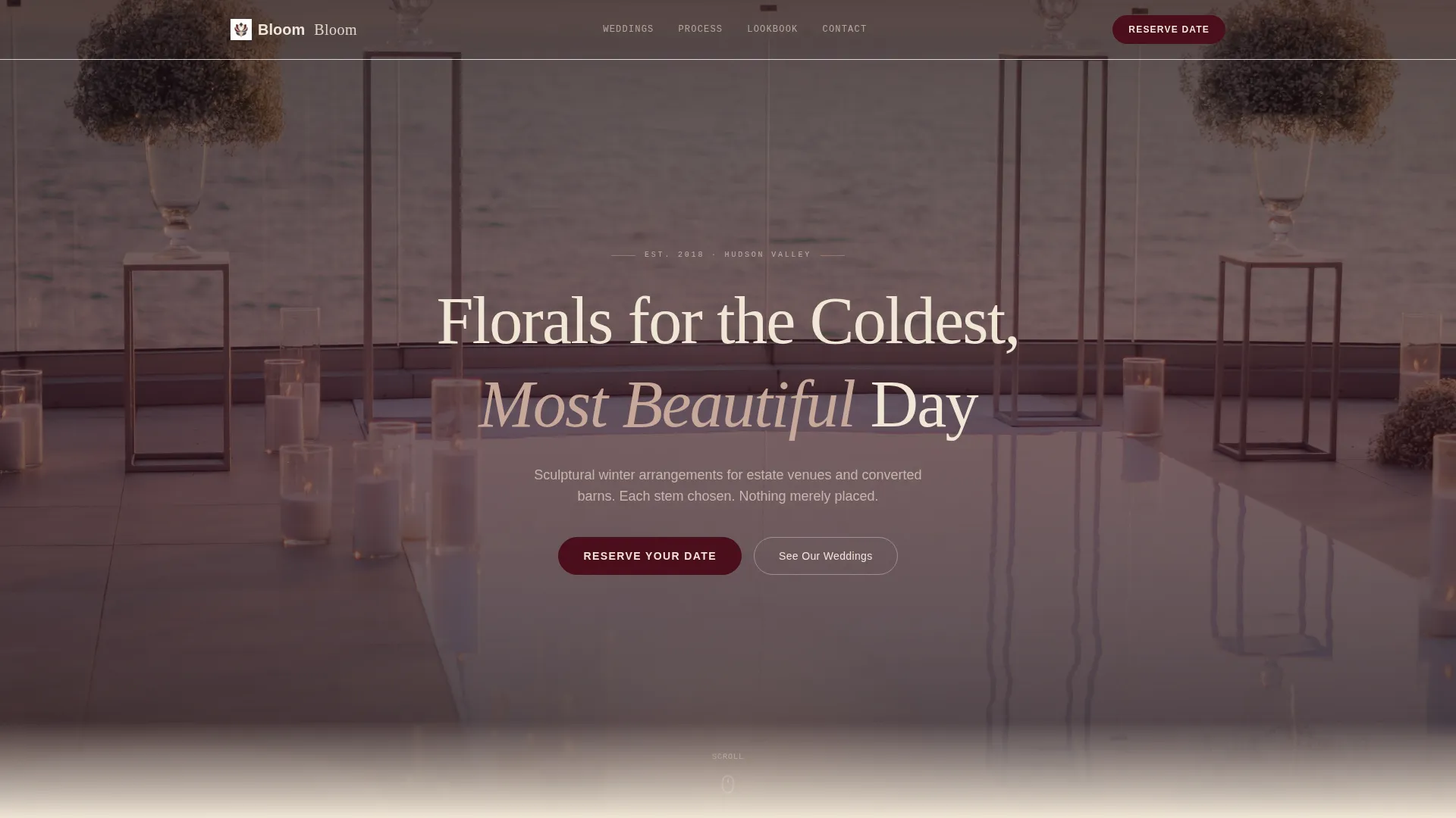 Luxe Winter Wedding Florist Landing Page Template