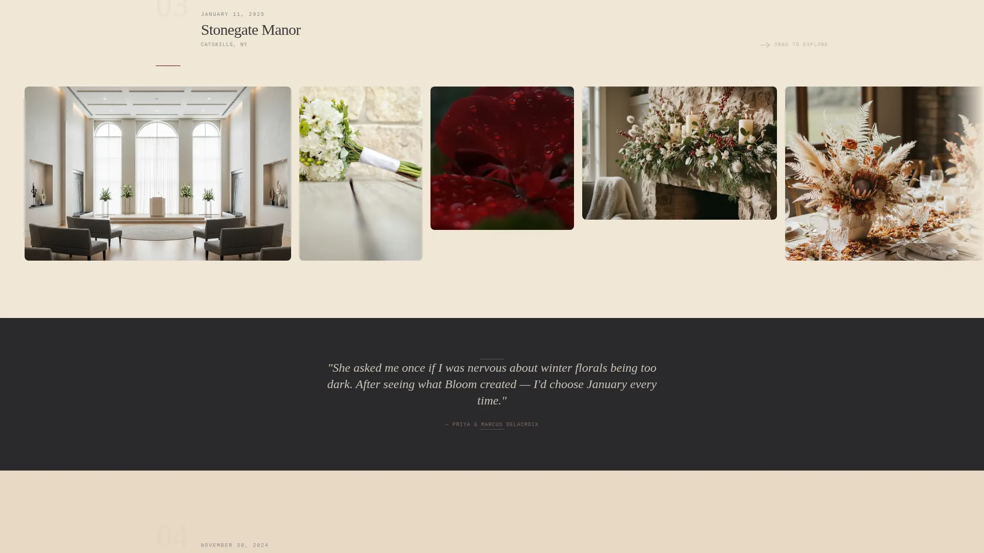 Luxe Winter Wedding Florist Landing Page Template