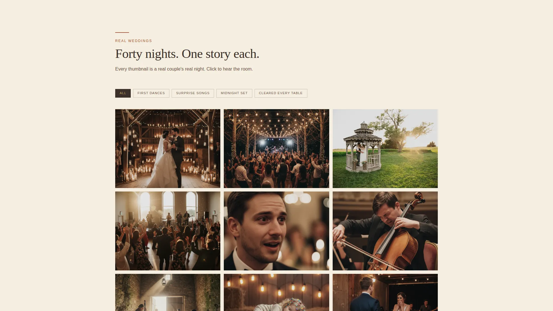 Woodland Wedding DJ & Band Gallery Landing Page