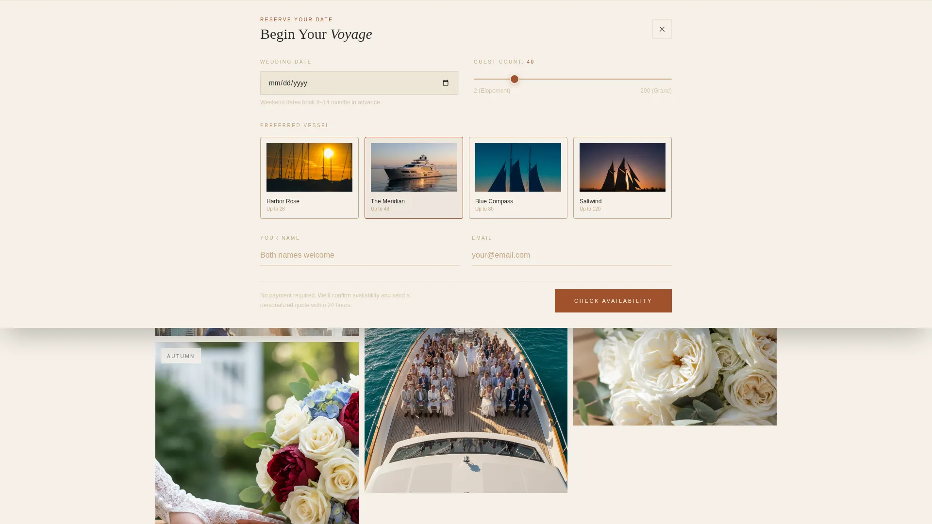 Yacht Wedding Venue Landing Page Template