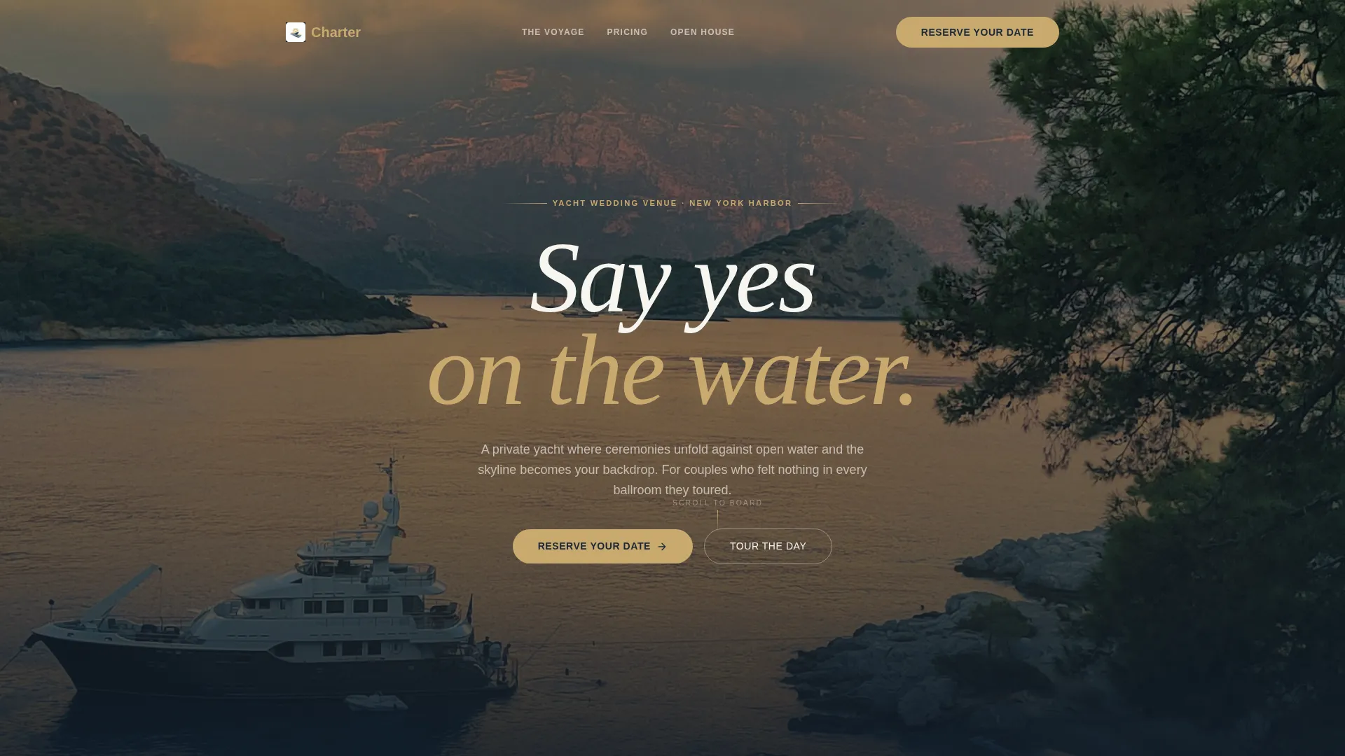 Yacht Wedding Venue Landing Page Template
