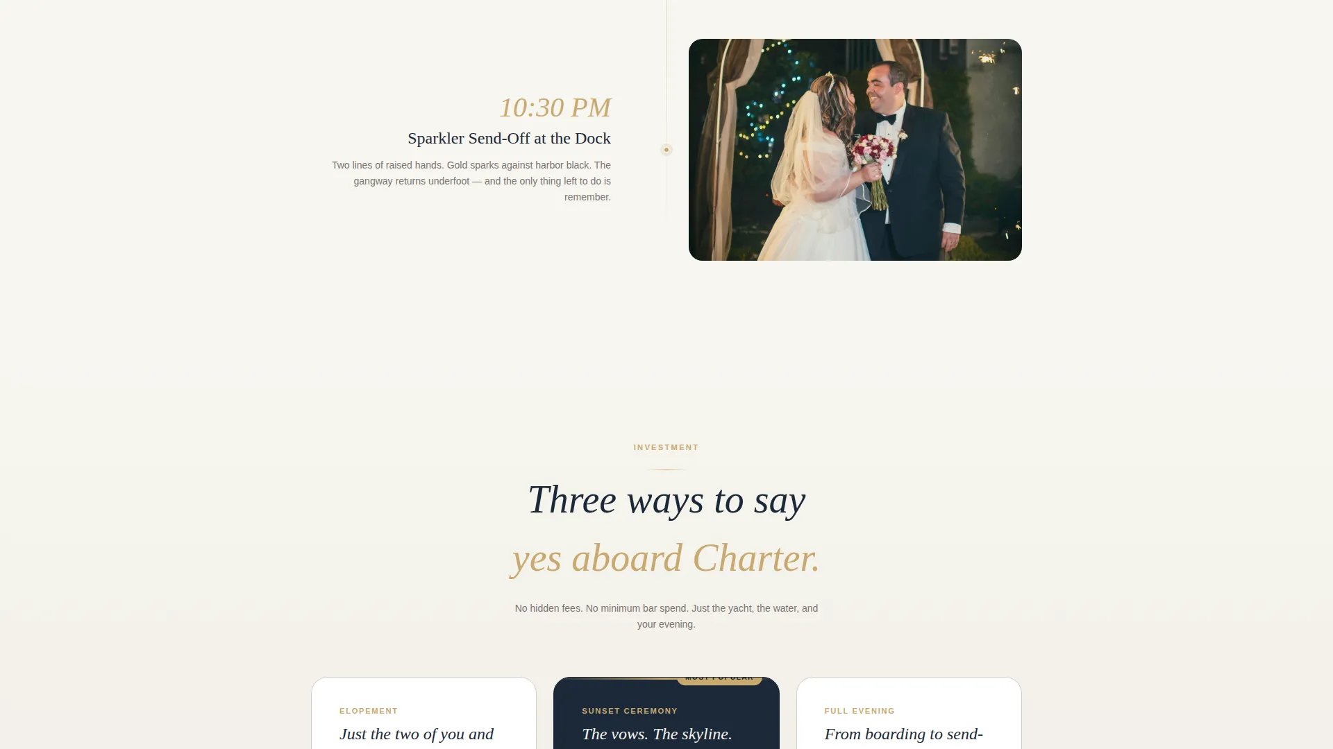 Yacht Wedding Venue Landing Page Template