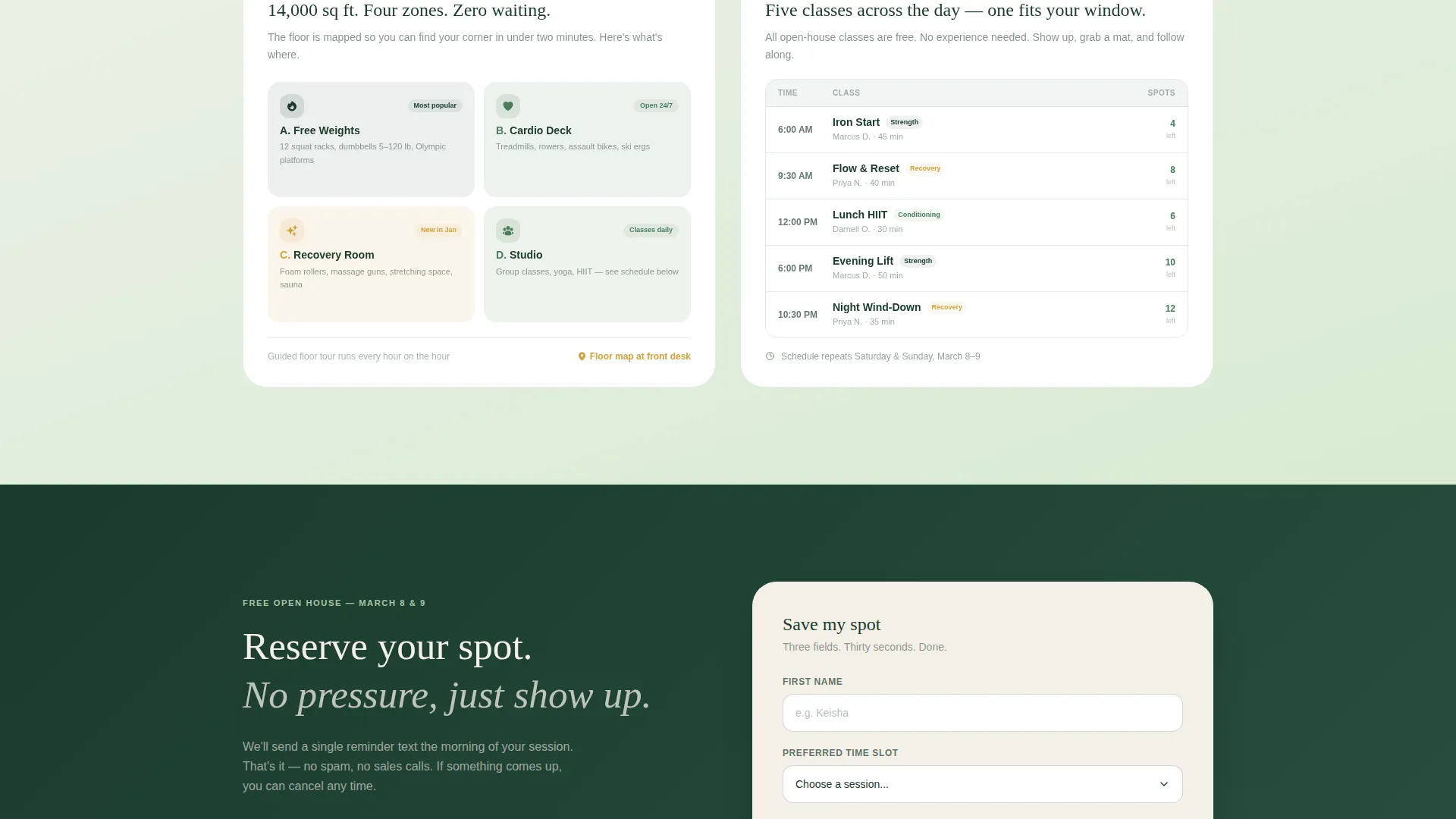 24-Hour Access Gym Open House Event Landing Page Template
