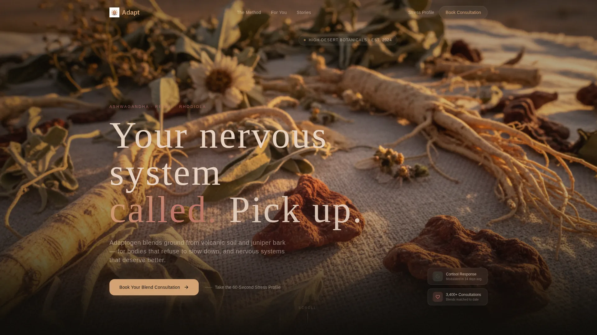 Adaptogen Brand Landing Page Template