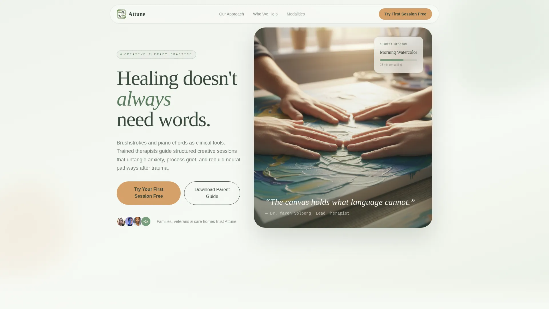 Art & Music Therapy Landing Page Template