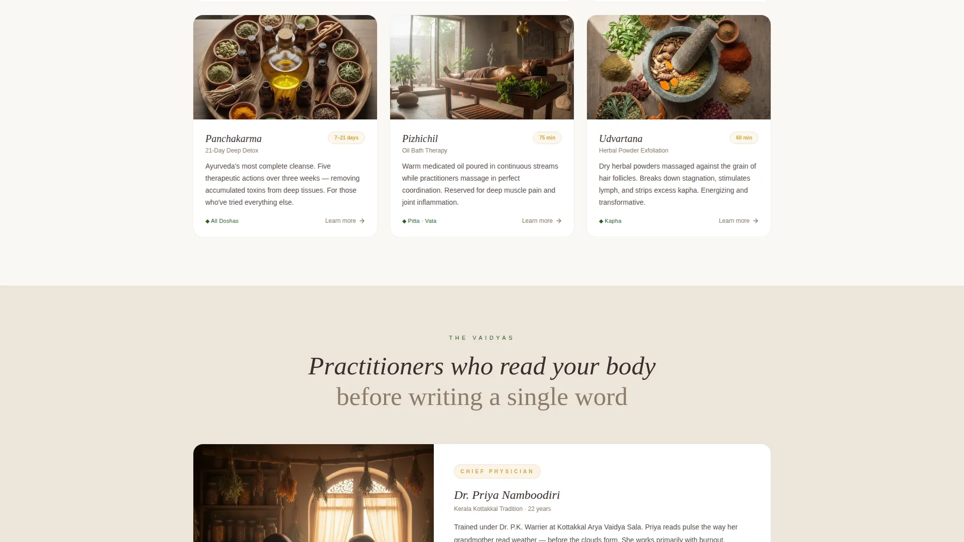 Personalized Ayurvedic Wellness Landing Page Template