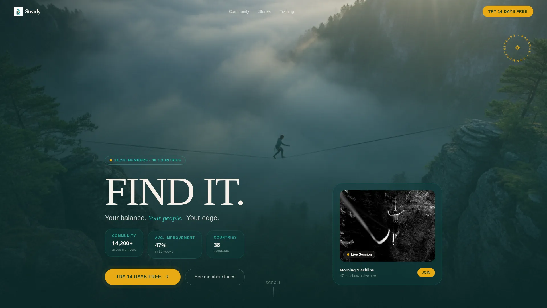 Balance & Stability Community Landing Page Template