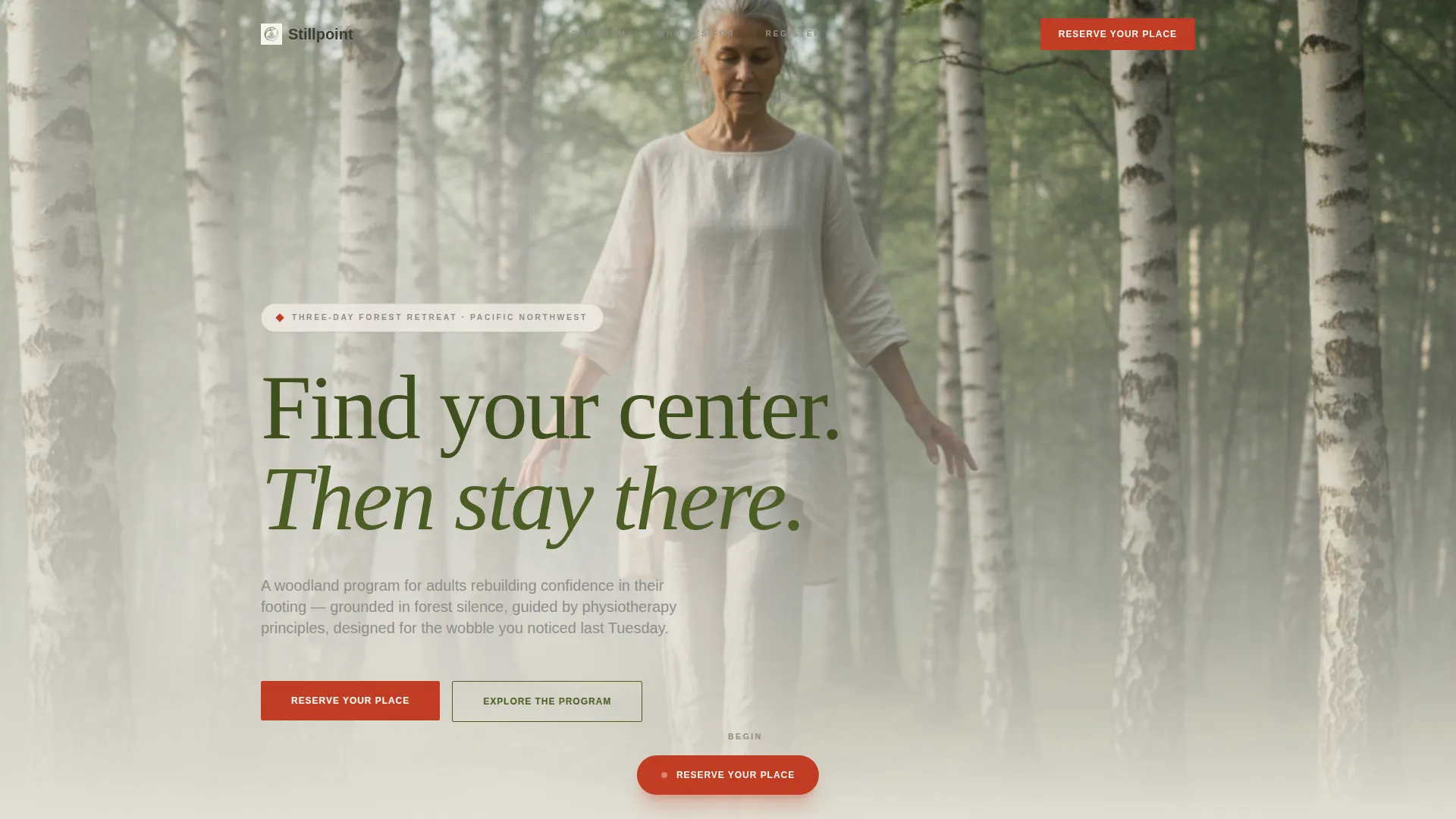 Balance Retreat Landing Page Template