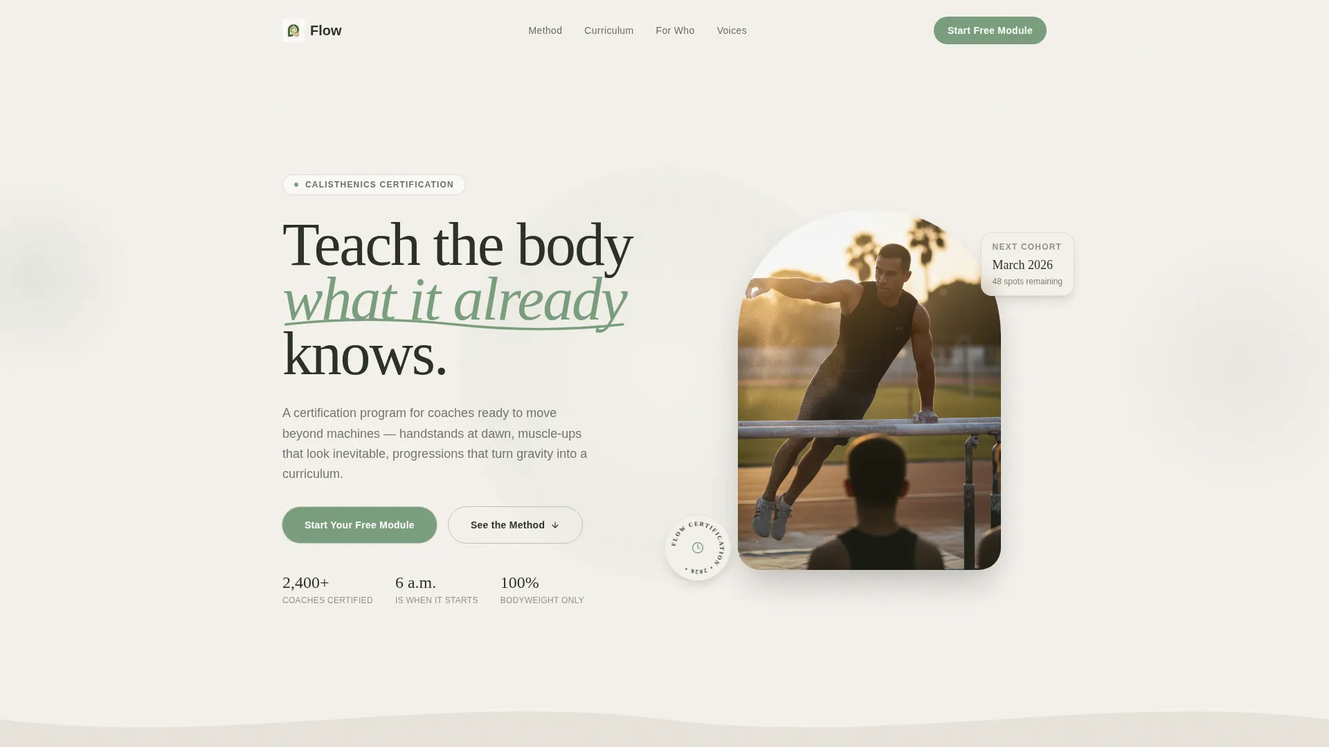 Calisthenics Certification Landing Page Template