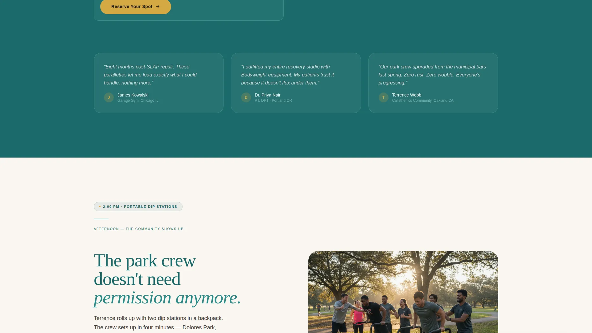 Healing Calisthenics Landing Page Template