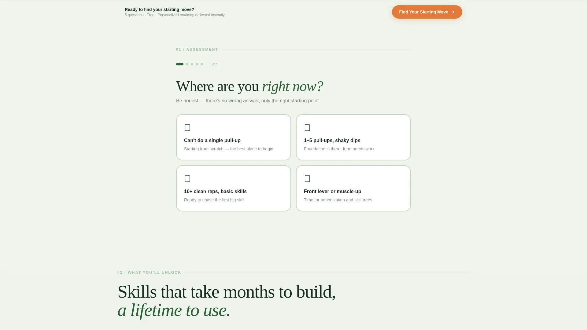 Calisthenics Landing Page Template | Quiz Funnel