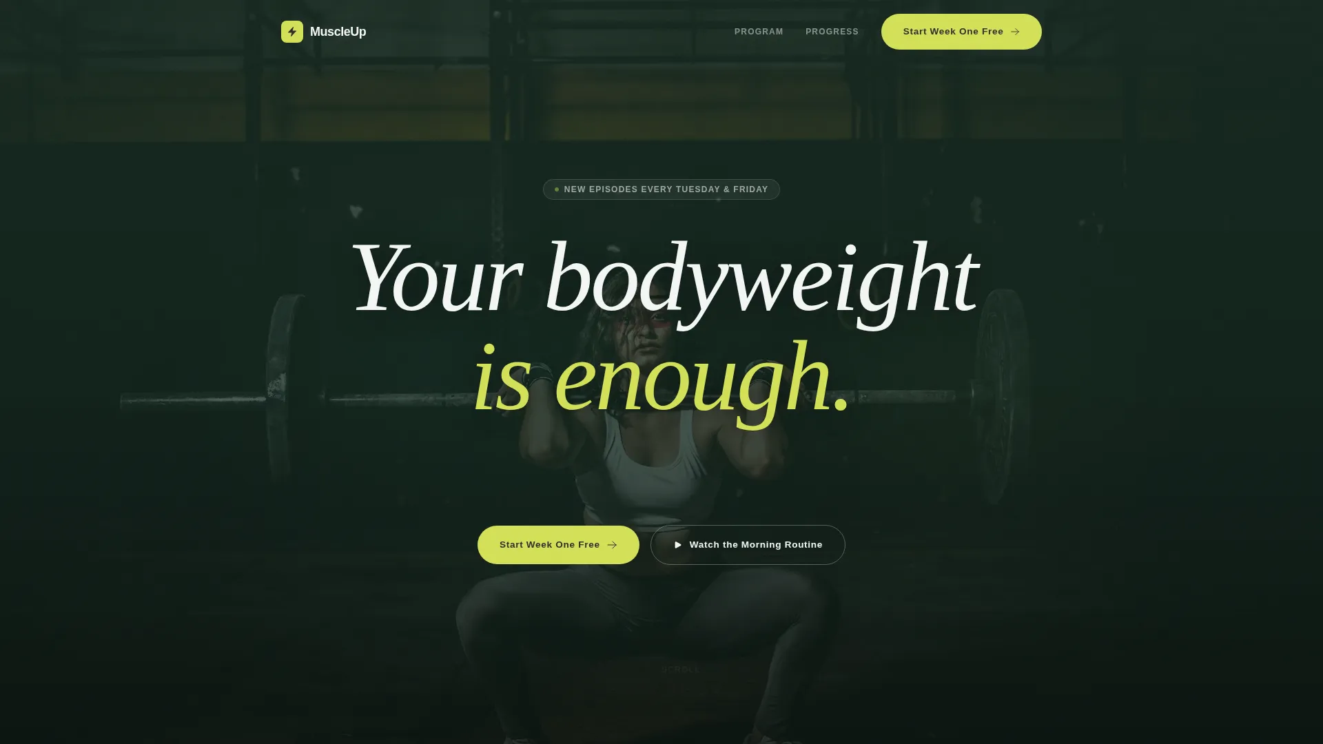 Calisthenics Landing Page Template for YouTube Creators