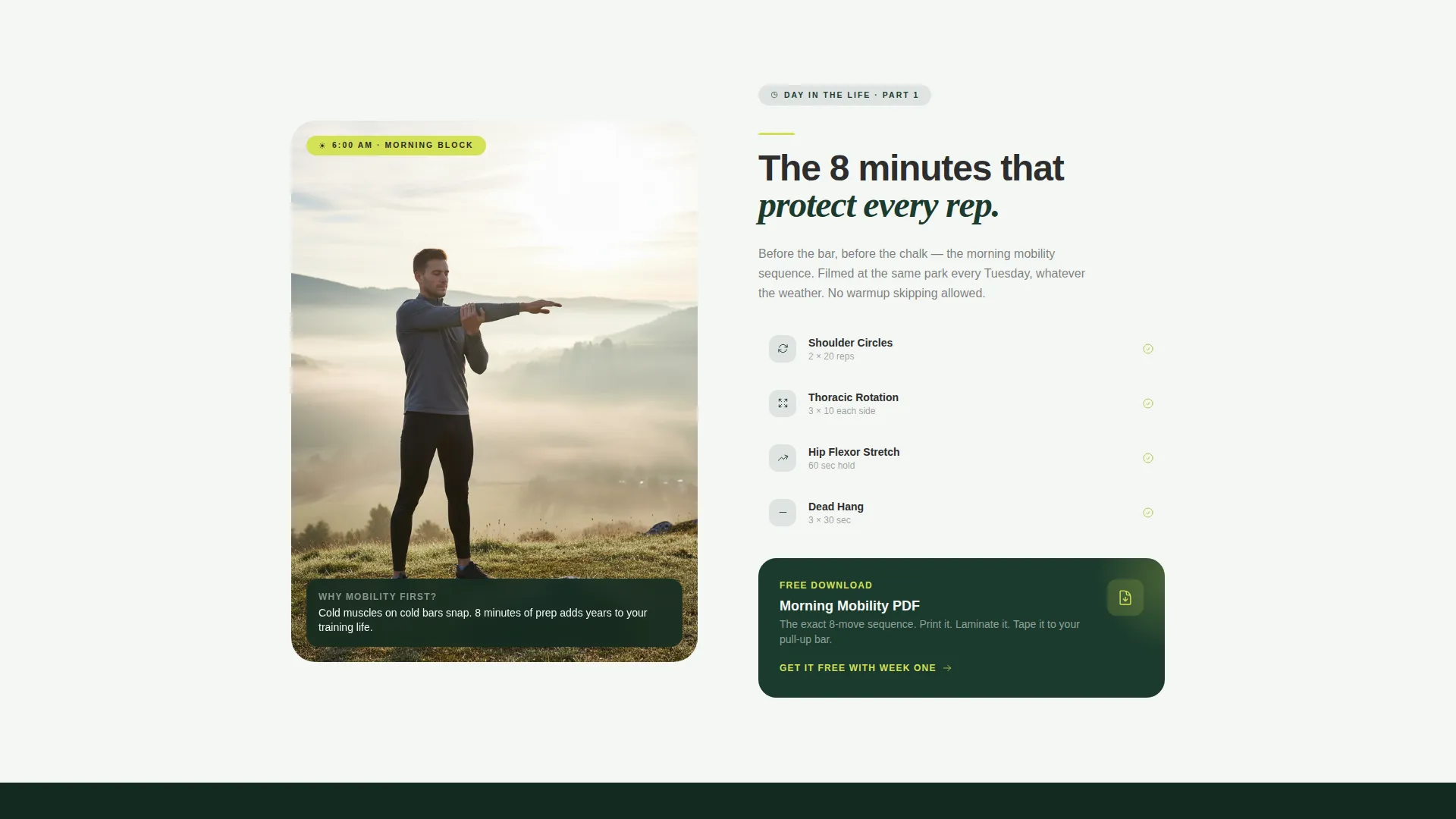 Calisthenics Landing Page Template for YouTube Creators