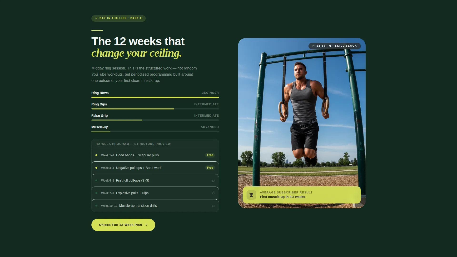 Calisthenics Landing Page Template for YouTube Creators