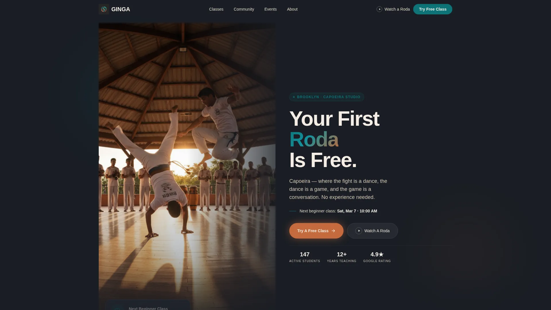 Capoeira Studio Landing Page Template