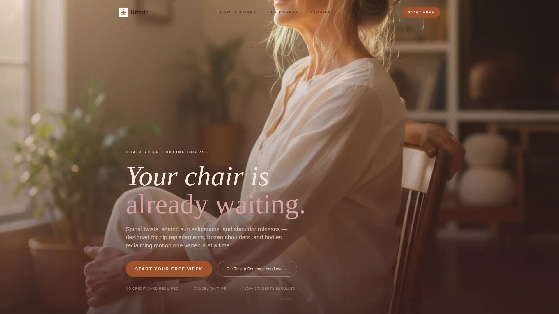 Chair Yoga Landing Page Template for Online Courses