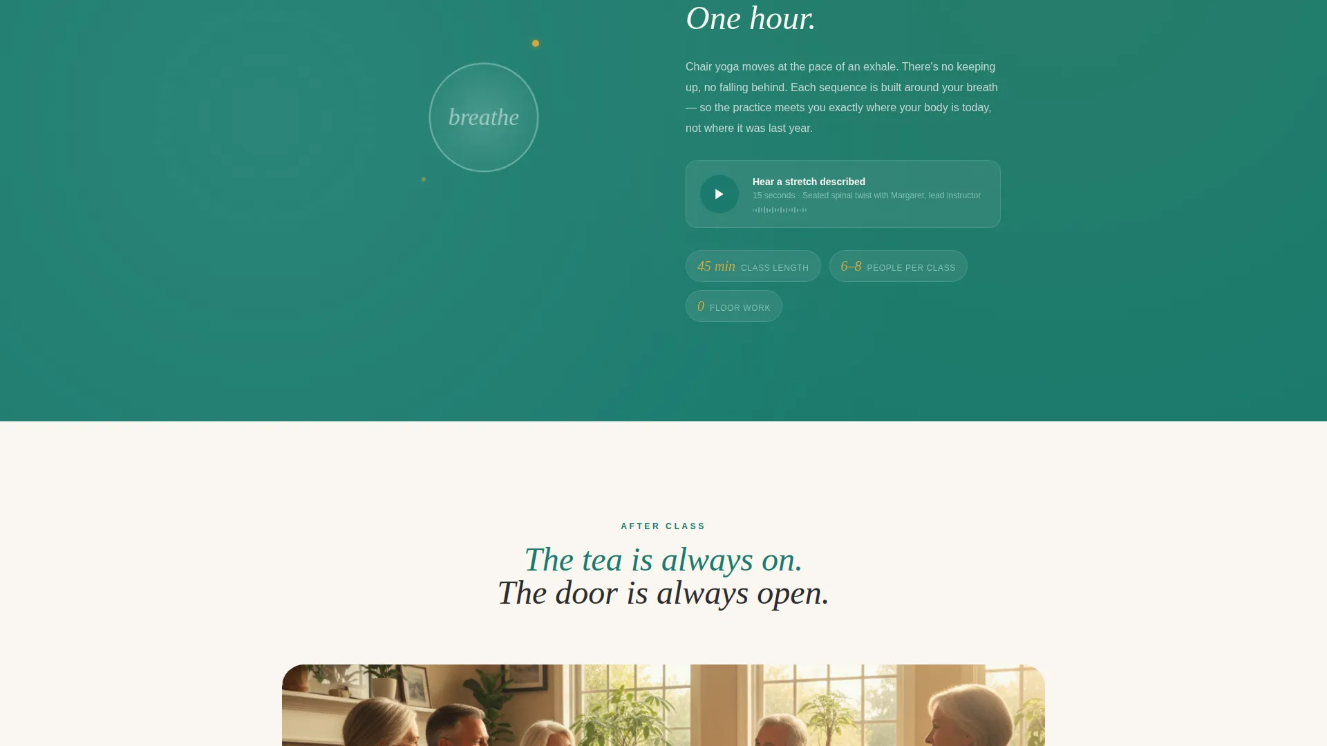 Chair Yoga Studio Landing Page Template