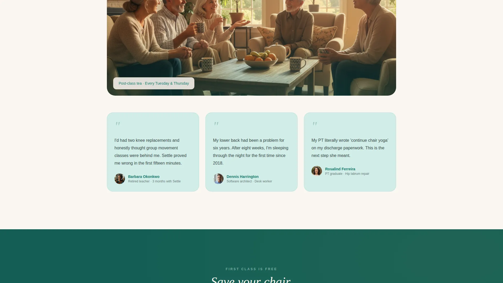 Chair Yoga Studio Landing Page Template