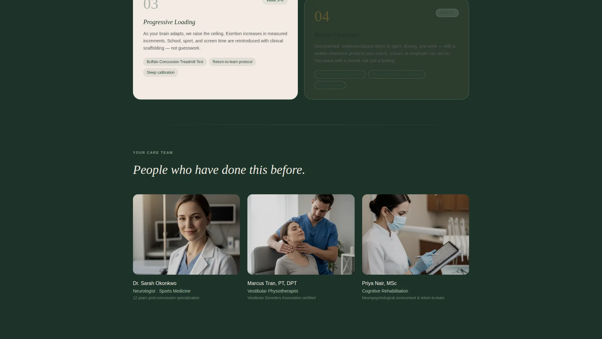 Concussion Recovery Clinic Landing Page Template