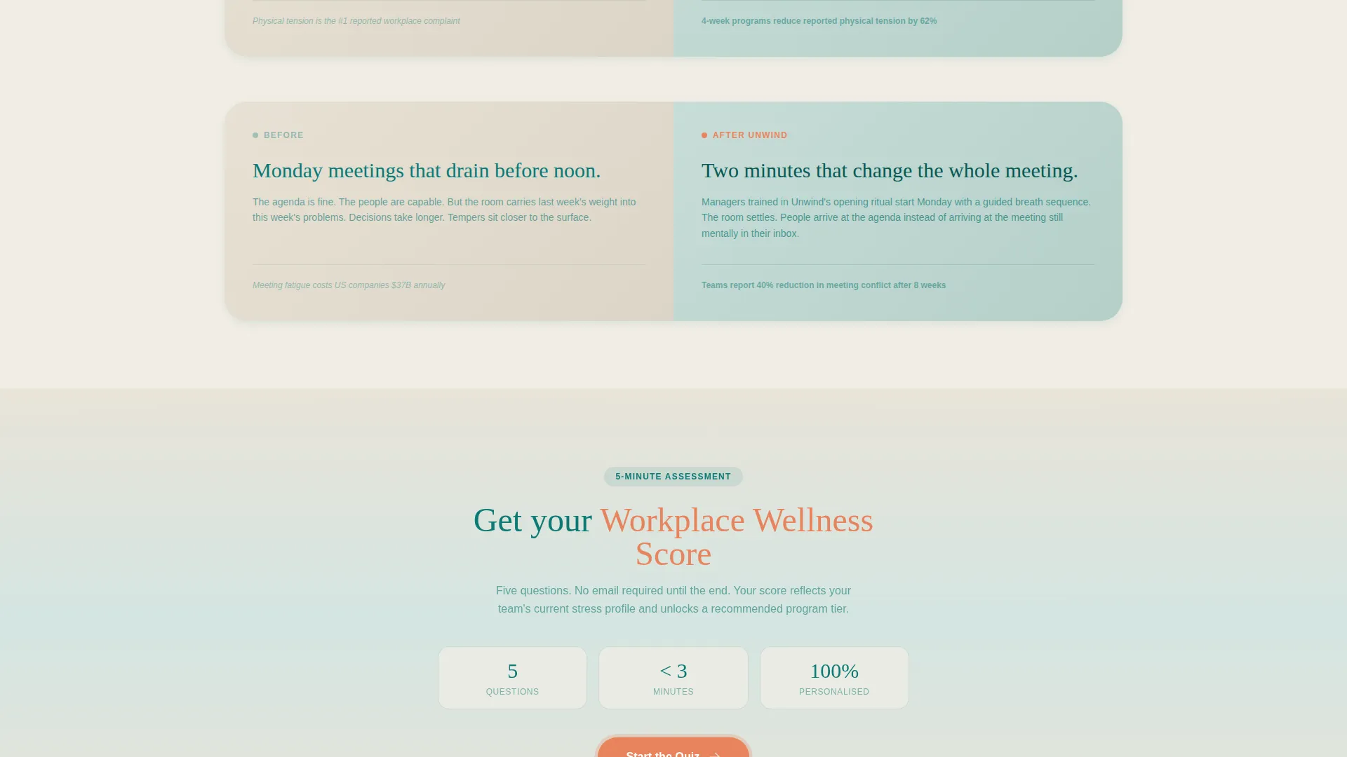 Corporate Yoga & Wellness Quiz Landing Page Template