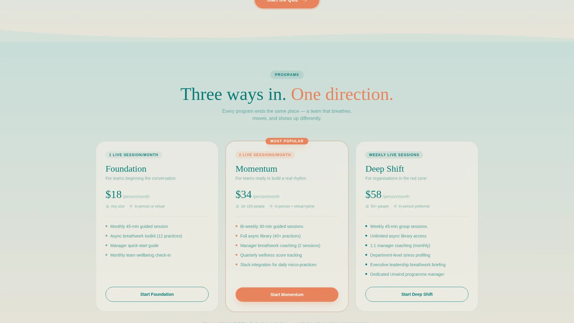 Corporate Yoga & Wellness Quiz Landing Page Template