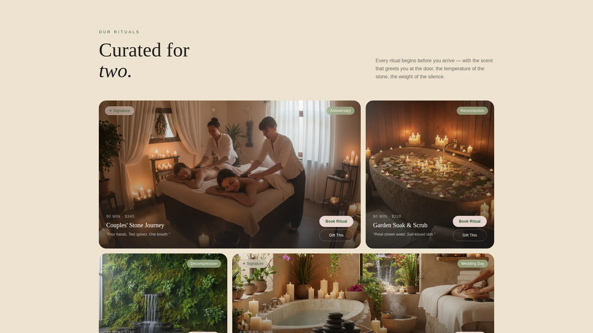 Couples & Luxury Spa Retreat Booking Website Template