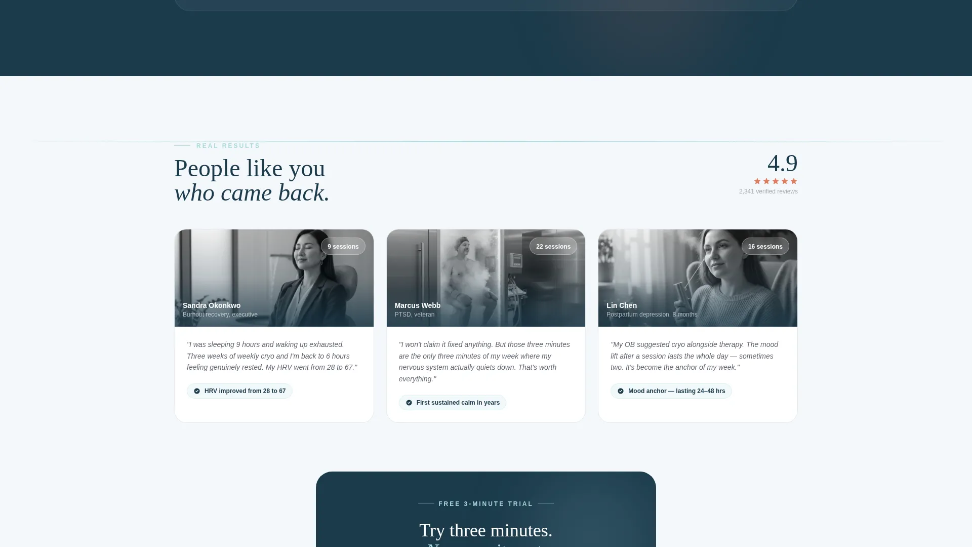 Cryotherapy Center Personalised Assessment Website Template