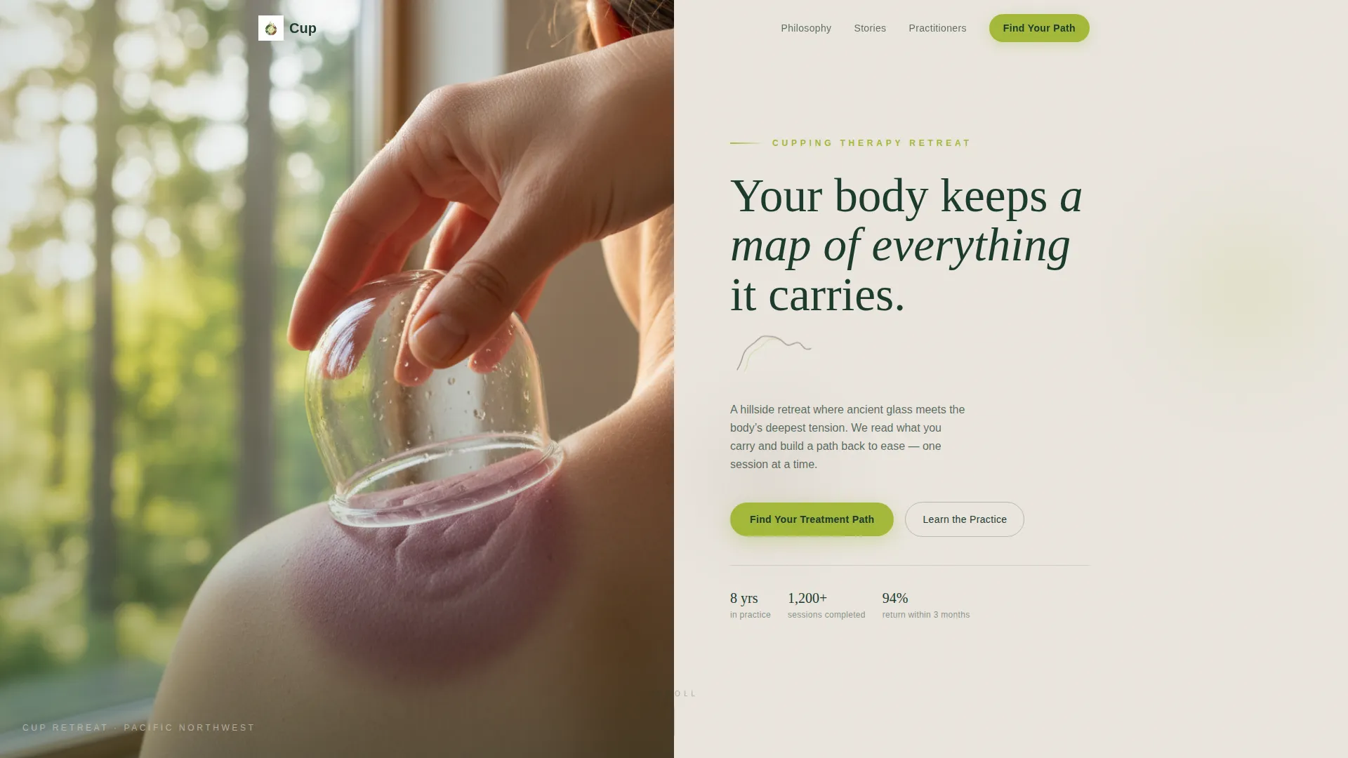 Cupping Therapy Retreat Landing Page Template