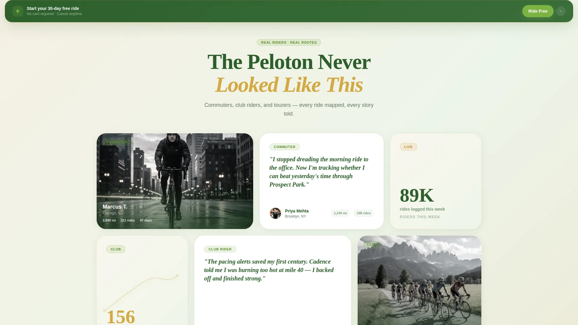 Dynamic Cycling App Landing Page Template